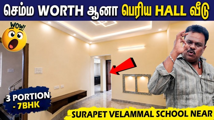 7BHK 3 Portion Individual House for Rent in Chennai