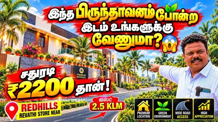Affordable 3750 Sq Ft Plots for Sale Near Redhills with Garden Community Living in Redhills, Chennai