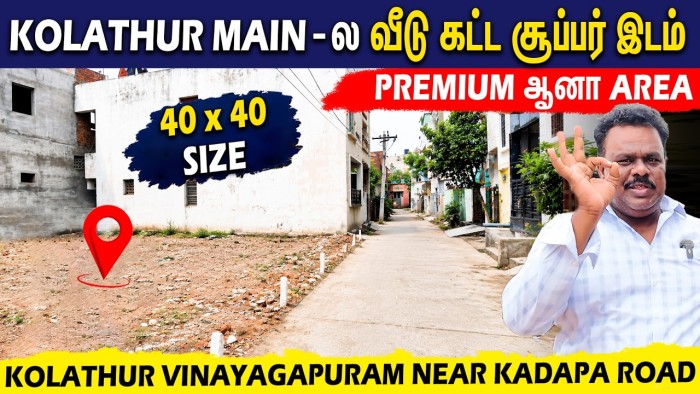 Affordable Kolathur Vinayagapuram Plots Near Kadappa Road, in Chennai | 700 Sqft Plots for Sale