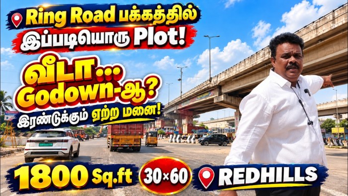 Best Plot Ideal For House 1,800 sq.ft Or Godown Near Ring Road Junction In Redhills Chennai