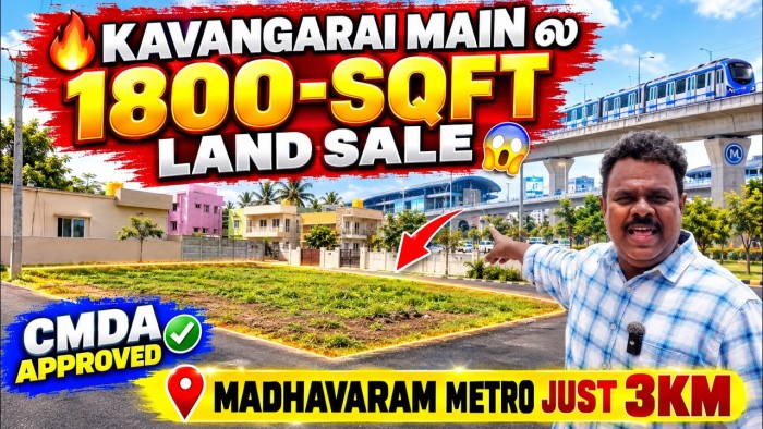 Prime CMDA Approved Residential Plot for sale Near Metro Station in Kavangarai in Chennai